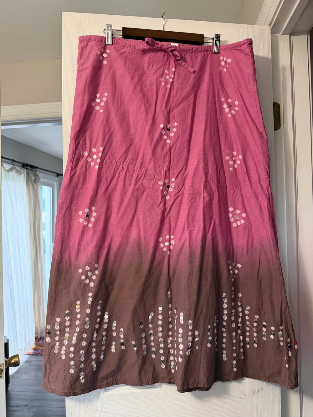 Pink to Brown Ombre Maxi Skirt with Sequin Detail
